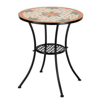 60CM Round Mosaic Garden Coffee Table Decorative Outdoor Dining Furniture 50lbs