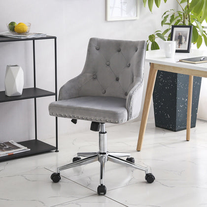 Swivel Velvet Office Chair Home Computer Desk Chair Ergonomic Adjustable Back UK