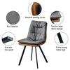 Set of 2 Dining Chair Grey Faux Leather Double Layer Padded Seat Dining Room New