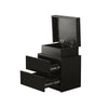 Black Bedside Table Cabinet Nightstand High Gloss 2 Drawer With RGB LED Light