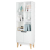Bookcase White Bookshelf 6 Cubes Displaying Cabinet 2 Doors Kitchen Cupboard