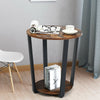 2-Tier Industrial Round End Table Coffee Snack Table Laptop Stand Nightstand