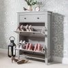 Shoe Cabinet Storage Wooden White Grey