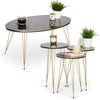 Oval Coffee Table & Set of 3 Round Nested End tables - Gold & Black Marble