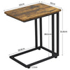C Shaped Side Table Snack Coffee End Table for Living Room, Slides Up to Sofa