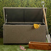 Rattan Look Outdoor Cushion Storage Box Ottoman Style Garden Outdoor Durable ED