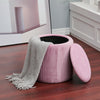 Storage Ottoman Stool Round Velvet Padded Dressing Table Vanity Stool Footstool