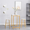 Bar Table Set Kitchen Dining Breakfast 2 High Chairs Stools Set MDF Steel White