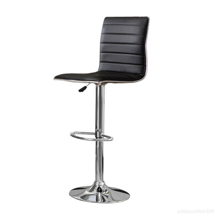 2* Black Bar Stool Leather Swivel Gas Lift Footrest Home Kitchen Pub Breakfast