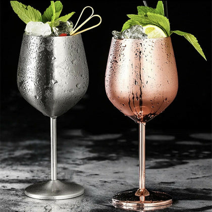 Large Stainless Steel Wine Glasses Unbreakable Metal Drink Cups 500ml Goblet Cup