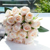 18 Heads Silk Rose Artificial Fake Flowers Bouquet Wedding Home Party Decor UK