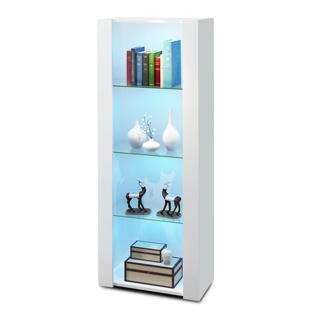 High Gloss White Display Cabinet Sideboard Unit Cupboard Living Room with LED