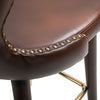 2 Pieces Luxury Bar Chair, PU Leather European Style, Brown and Golden