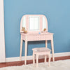 Vanity Makeup LED Mirror Dressing Table Stool Set Bedroom Makeup Desk W/Drawer