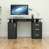 Otley Computer Desk 3 Drawer Laptop PC Study Table Workstation Home Office Black