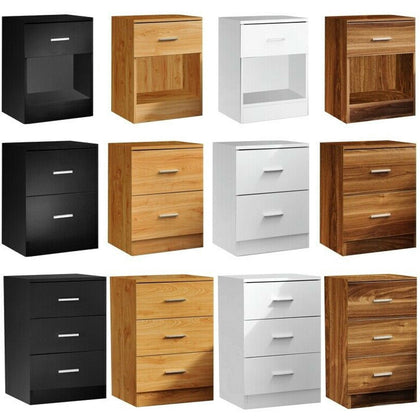 Modern Bedside Table Cabinet 1 2 3 Chest Of Drawers Nightstand Bedroom Furniture