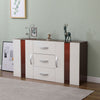 Wooden Luxurious Sideboard/Cupboard Storage Cabinet with LED Lights White+Walnut