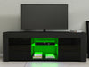Modern TV Unit Cabinet Stand Black Matt body & High Gloss Doors RGB LED Lights