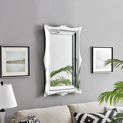 AVA Silver Curvy Frame Rectangular Hallway Living Room Bedroom Wall Mirror
