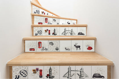 6 Londoner’s Tiles Mix Wall Stickers Home Decorations - 15 cm x 15 cm - 24 pcs.