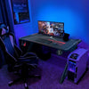 Gaming Table LED Black Computer Racing Desk RGB with Cup Holder Headphone Hook