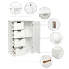 White Bathroom Cabinet Unit Drawers&Door Cupboard Storage Freestanding Furniture