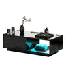 Modern High Gloss Coffee Table With Storage Drawers RGB LED Living Room Wooden