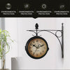 Retro Double-Sided Wall Clock with Stem Fixing Pendulum For Home Outdoor Garden