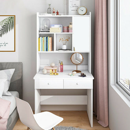 Modern Home Computer Desk PC Laptop Table w/ Drawer Shelves Cupboard bookcase UK