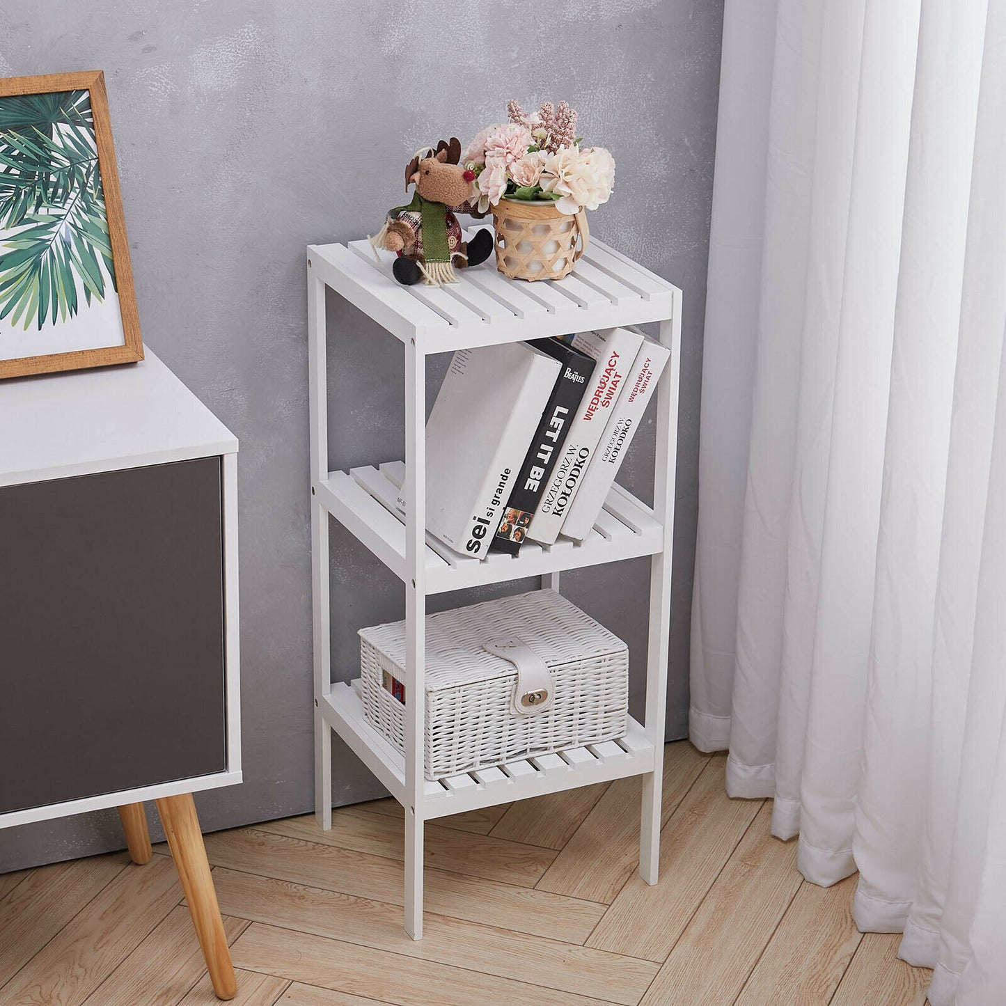 3 Tier Wooden Storage Shelves Hallway Corner Display Plant Stand Organiser Shelf