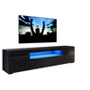High Gloss 200cm Black TV Stand Cabinet Unit Living Room Furniture with RGB LED