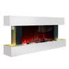 50in Electric Fireplace 7 LED Log Fire Flame White Surround Standing Heater Set