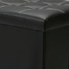 LARGE FAUX LEATHER FOLDING OTTOMAN POUFFE FOOT STOOL STORAGE BOX BLACK DOUBLE