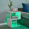 LED White High Gloss Side End Table Coffee Table Multi-color Remote Control New