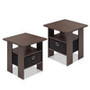 Furinno Andrey Coffee End Table Nightstand with Bin Drawer, Set of 2