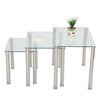 Glass Nest of Tables 3 Clear Black Modern Set Side Lamp End Table