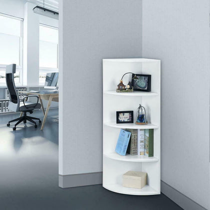 Corner Shelf 4 Tier Shelving Rack Unit White Display Stand Home Book Storage
