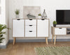 RANGE SIDEBOARD CUPBOARD CABINET W/ DRAWERS SHELVES WHITE & OAK FINISH