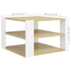Coffee Table Oak & White 60x60x40cm Chipboard Living Room Quality Unit