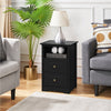 Black Bedside Cabinet with 2 Drawers & Shelf,Nightsta