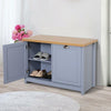 Grey Shoe Cabinet Hallway Seat Bench Organizer Vintage Storage Unit Entryway