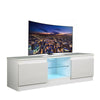 Modern TV Unit Cabinet White Stand High LED Lights Drawers High Gloss 2 Door