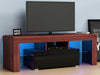 Modern TV Stand Cabinet Unit 1 Drawer Black High Gloss Door Walnut Living Room