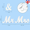 Mr and Mrs Wedding Sign Sweetheart Table Decorations Stand Wooden Letters White