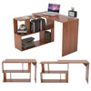 Corner Computer Desk 360°Rotating L Shaped Workstation Home Office PC Table Wood