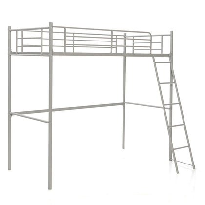 3.5FT Single Metal Loft Bed Frame High Sleeper Bunk Bed Study Desk Cabin Bed
