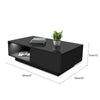 Living Room Table High Gloss Rectangle Coffee Tables with 1 Storage Drawer Black