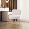 Dressing Table Stool Linen/Faux Fur Makeup Vanity Seat Chair Metal Legs Pouffe