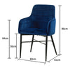 Pair Luxury Blue Velvet Dining Chairs Dining Room Kitchen Chairs Tub Chairs