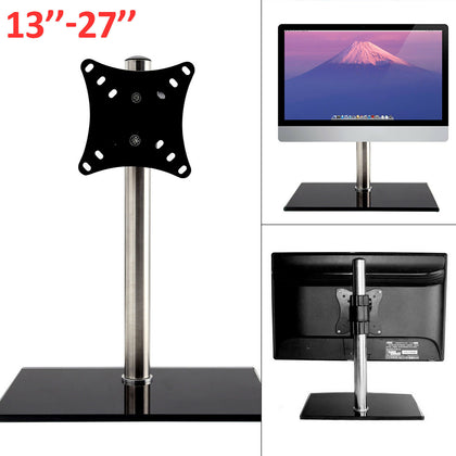 Single Arm LCD LED Monitor TV Bracket Desk Mounts Stand For 13-27''Screen Swivel